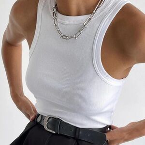 Commense Large  White Ellis Crop Tank Top NWT$19